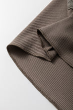 Load image into Gallery viewer, Dark Brown Lace Splicing Criss Cross Slim Fit V Neck T Shirt