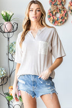 Load image into Gallery viewer, Heimish Full Size Lace Front Pocket Drop Shoulder Top