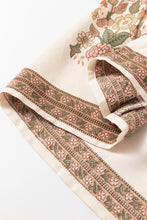 Load image into Gallery viewer, Apricot Floral Print Tassel Drawstring V Neck Loose Mini Dress