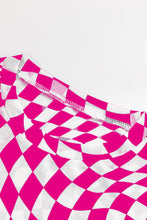 Load image into Gallery viewer, Rose Checkered Pattern Mesh Mock Neck Long Sleeve Top