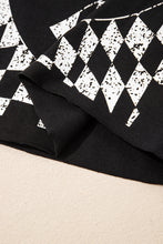 Load image into Gallery viewer, Black Checkerboard Peace Sign Printed Round Neck T Shirt