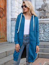 Load image into Gallery viewer, Zip-Up Longline Hoodie with Pockets
