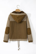 Load image into Gallery viewer, Jungle Green Quilted Textured Patchwork Loose Fit Hooded Jacket