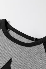 Load image into Gallery viewer, High Waffle Knit Colorblock Star Patch Graphic Raglan Top