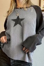 Load image into Gallery viewer, High Waffle Knit Colorblock Star Patch Graphic Raglan Top