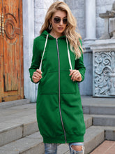 Load image into Gallery viewer, Zip-Up Longline Hoodie with Pockets