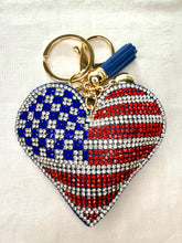 Load image into Gallery viewer, Bling Bag Charm Keychains - Flags and Bows