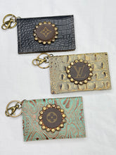Load image into Gallery viewer, Becca Upcycled Credit Card Holder with Crystals or Rivets by Keep It Gypsy