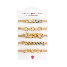 Load image into Gallery viewer, 5 Piece Hair Tie/Bracelet Set - Gold