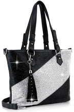 Load image into Gallery viewer, Bernice Silver and Black Bling Handbag with Rhinestone Accents