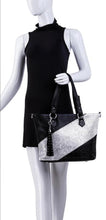 Load image into Gallery viewer, Bernice Silver and Black Bling Handbag with Rhinestone Accents