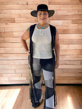 Load image into Gallery viewer, Black and Gray Patchwork Flare Jeans by American Bazi