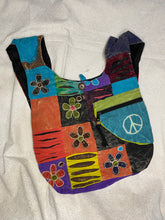 Load image into Gallery viewer, Boho Peace and Flowers Crossbody Hobo Bag