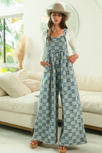 Load image into Gallery viewer, Vintage Wash Checkered Wide Leg Overalls by BiBi