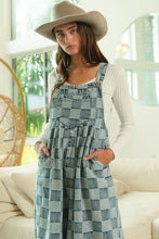 Load image into Gallery viewer, Vintage Wash Checkered Wide Leg Overalls by BiBi