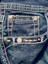 Load image into Gallery viewer, Grace In LA Mid Rise Easy Fit Bootcut Jeans with Rhinestones