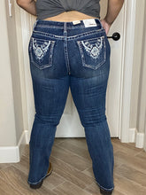 Load image into Gallery viewer, Grace In LA Mid Rise Easy Fit Bootcut Jeans with Rhinestones