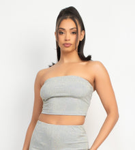 Load image into Gallery viewer, Knit Tube Top With Rhinestones - Gray