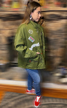 Load image into Gallery viewer, Oversized Utility Jacket with Stud Trim and Crown - Army Green