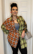 Load image into Gallery viewer, POL Oversized Button Up Shirt in Olive and Orange