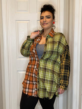 Load image into Gallery viewer, POL Oversized Button Up Shirt in Olive and Orange