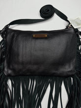 Load image into Gallery viewer, Maxine Upcycled Damask Pattern Crossbody Bag with Fringe in Black - Keep It Gypsy