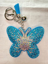 Load image into Gallery viewer, Bling Bag Charm Keychains - Roses and Butterflies