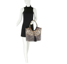 Load image into Gallery viewer, Maxine Rhinestone And Tassel Tote with Leopard Print