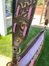 Load image into Gallery viewer, Maxine Upcycled Purple Shimmer Crossbody Leather Bag with Fringe by Keep It Gypsy