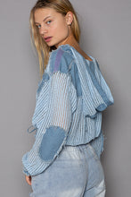 Load image into Gallery viewer, POL See Through Button Down Hoodie Top- Baby Blue, Women's
