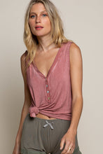 Load image into Gallery viewer, POL Sleeveless Henley Top -Red Brick