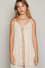 Load image into Gallery viewer, POL Sleeveless Top with Lace Placket - Oatmeal