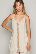 Load image into Gallery viewer, POL Sleeveless Top with Lace Placket - Oatmeal