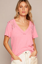 Load image into Gallery viewer, POL Pink Tee with Lace Details