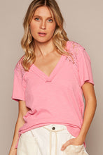 Load image into Gallery viewer, POL Pink Tee with Lace Details