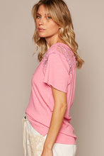Load image into Gallery viewer, POL Pink Tee with Lace Details