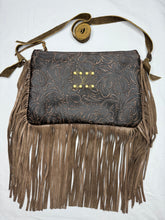 Load image into Gallery viewer, Paisley Crossbody Upcycled Leather Bag with Fringe by Keep It Gypsy