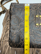 Load image into Gallery viewer, Paisley Crossbody Upcycled Leather Bag with Fringe by Keep It Gypsy