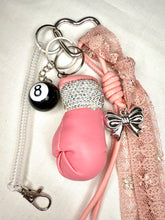 Load image into Gallery viewer, Eight Ball and Boxing Glove Bag Charm Keychain