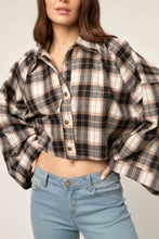 Load image into Gallery viewer, Wide Sleeve Snap Button Down Plaid Shirt Jacket