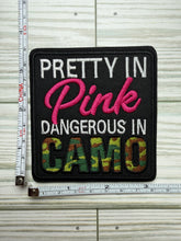 Load image into Gallery viewer, Pretty in Pink Dangerous in Camo - Iron on Patch