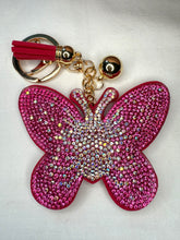 Load image into Gallery viewer, Bling Bag Charm Keychains - Roses and Butterflies