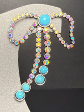 Load image into Gallery viewer, Crystal Bow with Faux Turquoise Earrings