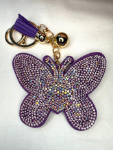 Load image into Gallery viewer, Bling Bag Charm Keychains - Roses and Butterflies