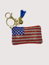 Load image into Gallery viewer, Bling Bag Charm Keychains - Flags and Bows