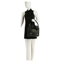 Load image into Gallery viewer, Skull Accented Drawstring Hobo Handbag