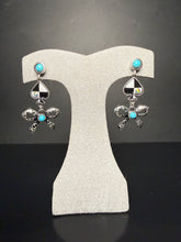 Load image into Gallery viewer, Black and White Spade with Bow Earrings