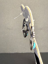 Load image into Gallery viewer, Western Horseshoe Earrings with Faux Turquoise Heart.
