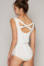 Load image into Gallery viewer, Sleeveless Lace and Jersey Bodysuit by POL - White, Women's