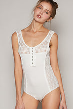 Load image into Gallery viewer, Sleeveless Lace and Jersey Bodysuit by POL - White, Women's